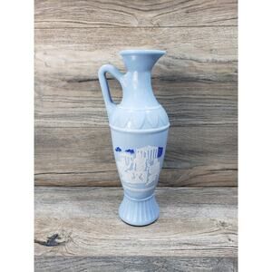 Greek Blue Milk Glass Vase Aristotle Plato Socrates Pitcher vintage
